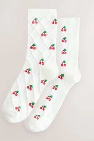 Next Cherry Texture Ankle Socks 2 Pack
