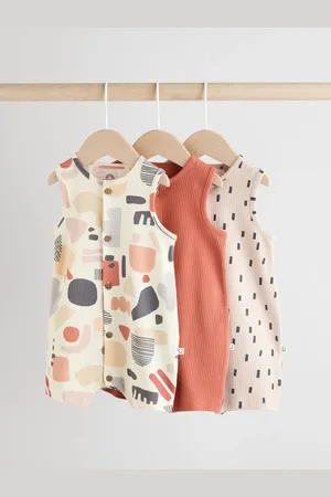 Next Baby 100% Cotton Vest Rompers 3 Pack