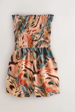 Next Teal Bandeau Shirred 100% Cotton Playsuit