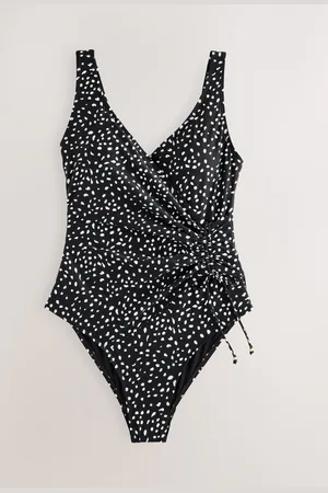 Next /White Spot Ruched Side Tummy Shaping Control Swimsuit