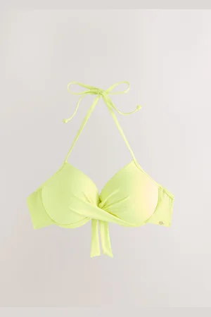 Next Lime Yellow Padded Wired Plunge Bikini Top