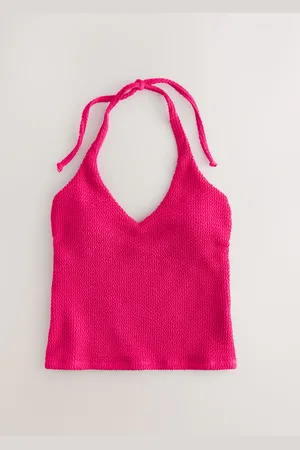 Next Raspberry Crinkle Halterneck Tankini Top