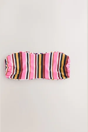 Next Spot/Pink Stripe Reversible Bandeau Bikini Top