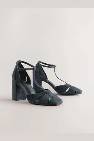 Next Forever Comfort Leather Round Toe Cut Out T-Bar Block Heel Shoes