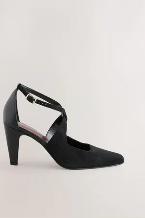 Next Leather Suede Forever Comfort Cross-Over Point Toe Court Heels