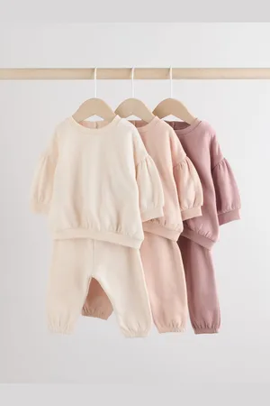 Next Cream/ Baby Sweatshirt & Joggers 6 Piece Set (0mths-2yrs)