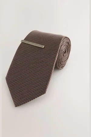 Next Textured Tie with Tie Clip