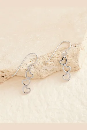 Next Sterling Triple Heart Drop Earrings