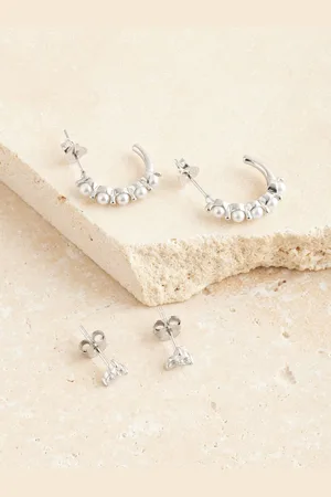 Next Sterling Pearl Hoop and Stud Earrings