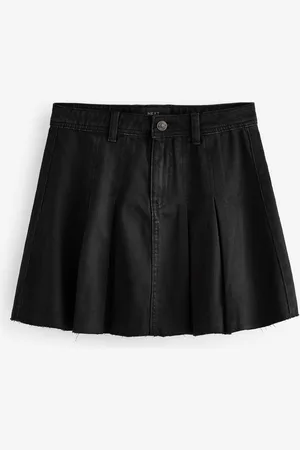 Next Washed 100% Cotton Pleated Denim Mini Skirt