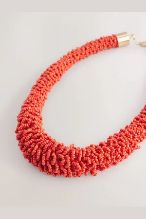 Next Red Beaded Tube Necklace