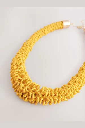 Next Yellow Beaded Tube Necklace