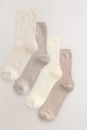 Next Waffle Embroidered Motif Heart Ankle Socks 4 Pack