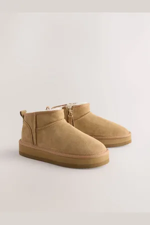 Next Leather Faux Fur Lined Ankle Boots