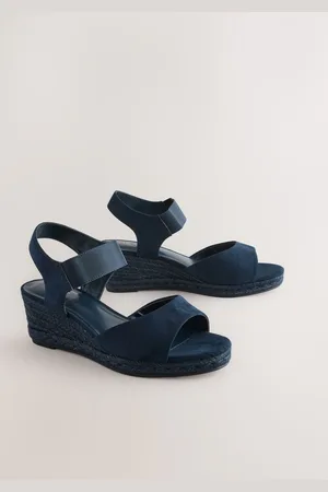 Next Extra Wide Fit Forever Comfort Round Toe Elastic Strap Detail Wedges