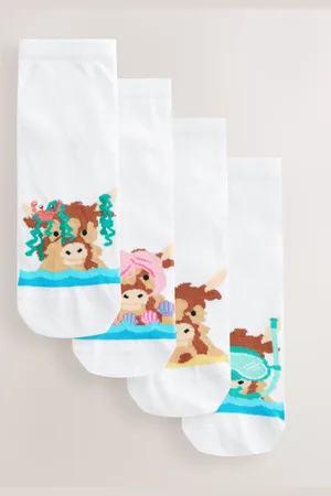 Next Hamish the Highland Cow Summer Trainer Socks 4 Pack