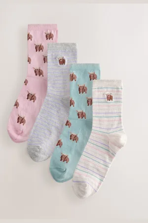 Next Hamish The Highland Cow Stripe Ankle Socks 4 Pack