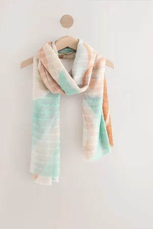 Next /Rust Abstract Palm Lightweight Scarf