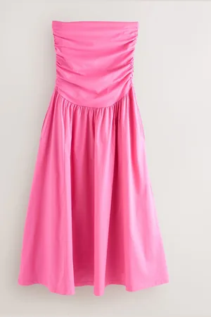 Next Bright Bandeau Jersey Woven Mix Midi Dress