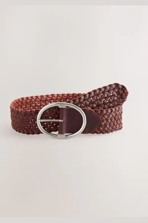 Next Berry Red Plaited Wide Leather Belt