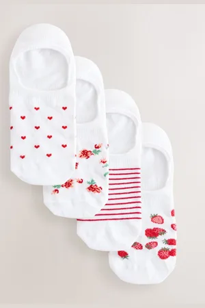 Next /Red Ditsy Floral Invisible Socks 4 Pack