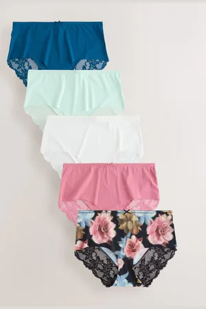 Next Floral Print Midi No VPL Lace Back Briefs 5 Pack