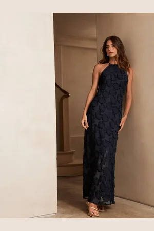 Next Blue Occasion Floral Textured Maxi Dress