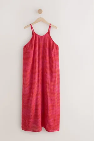 Next Red/ Palm Print Textured Cami Column Dress