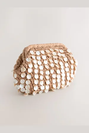 Next Natural Raffia Shell Clutch Bag