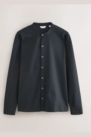 Next Blue Long Sleeve Grandad Neck T-Shirt