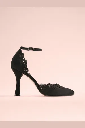 Next Tabitha Simmons x Orton Leather Round Toe Laser Cut Detail Heels
