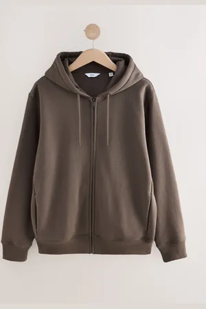 Next Brown Cotton-Rich Jersey Zip Up Hoodie