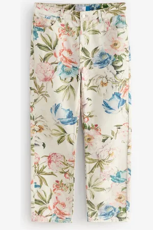 Next Floral Printed 100% Cotton Boho Straight Leg Jeans