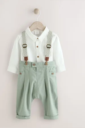 Next Sage Baby Shirt Trousers and Braces 3 Piece Set (0mths-2yrs)