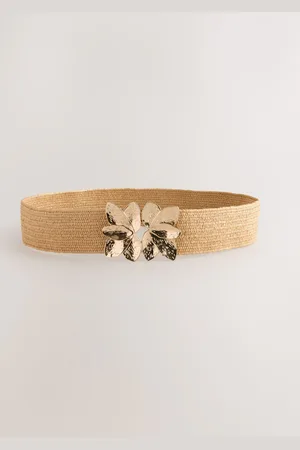 Next Lotus Clasp Wide Raffia Belt