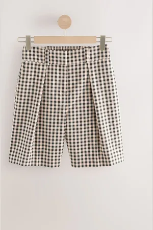 Next Neutral/ Gingham Check Tailored Long Shorts