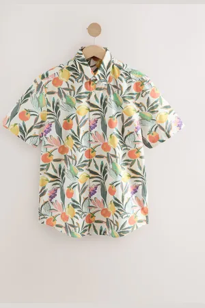 Next Fruit Print Regular Fit Cotton Blend Short Sleeve Shirt