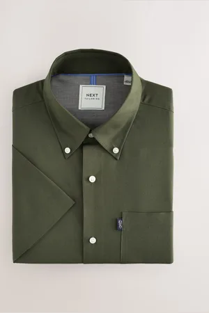 Next Dark Regular Fit Short Sleeve Easy Iron Button Down Oxford Shirt