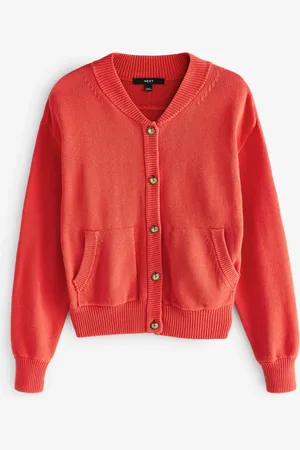 Next Red 100% Cotton Knitted Bomber Jacket