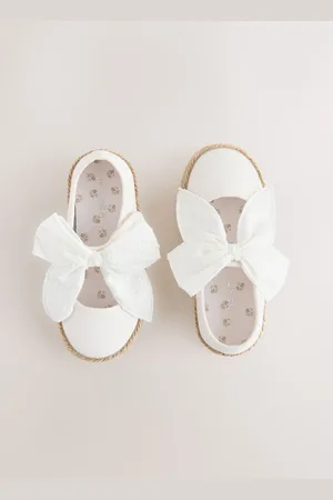 Next Broderie Bow Touch And Fasten Strap Shoes