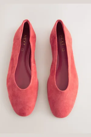 Next Coral Standard/Wide Fit Forever Comfort Leather Round Toe Ballerinas