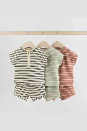 Next Mineral Stripe Baby Tops and Shorts Set 6 Piece