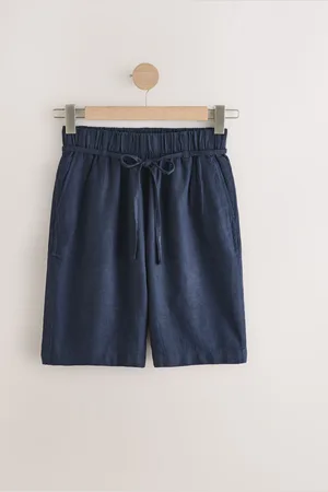 Next Tie Waist Linen Blend Bermuda Knee Shorts
