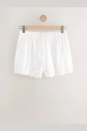 Next Scalloped Hem Embroidered Linen Rich Shorts