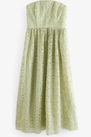 Next Sage N. Premium Occasion Lace Bandeau Maxi Dress