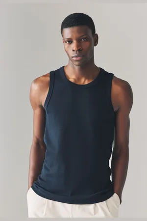 Next Blue Slim Fit Ribbed Vest