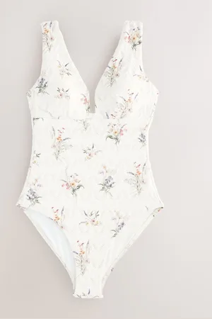 Next Floral Lace Plunge Shaping Tummy Control Swimsuit