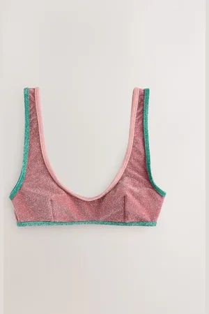 Next /Teal Metallic Contrast Crop Bikini Top