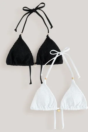 Next White/ Shirred Triangle Bikini Tops 2 Pack