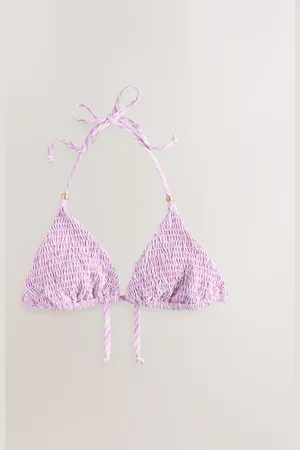 Next Lilac Purple Zigzag Print Shirred Triangle Bikini Top